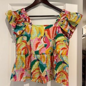 CROSBY by Mollie Burch Multicolor Ruffled Blouse